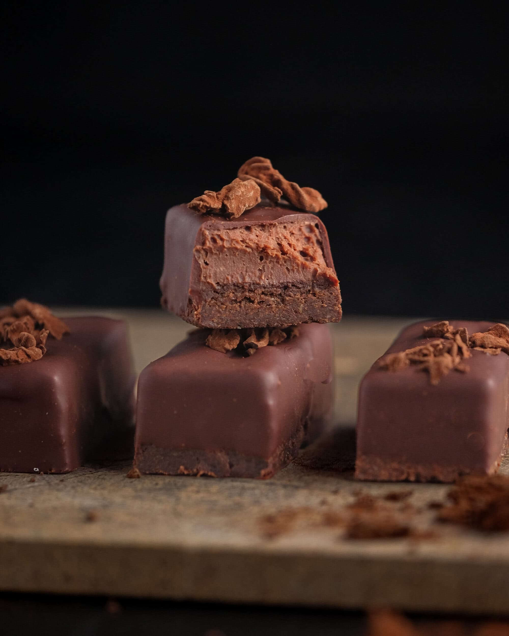 ganache bars stacked