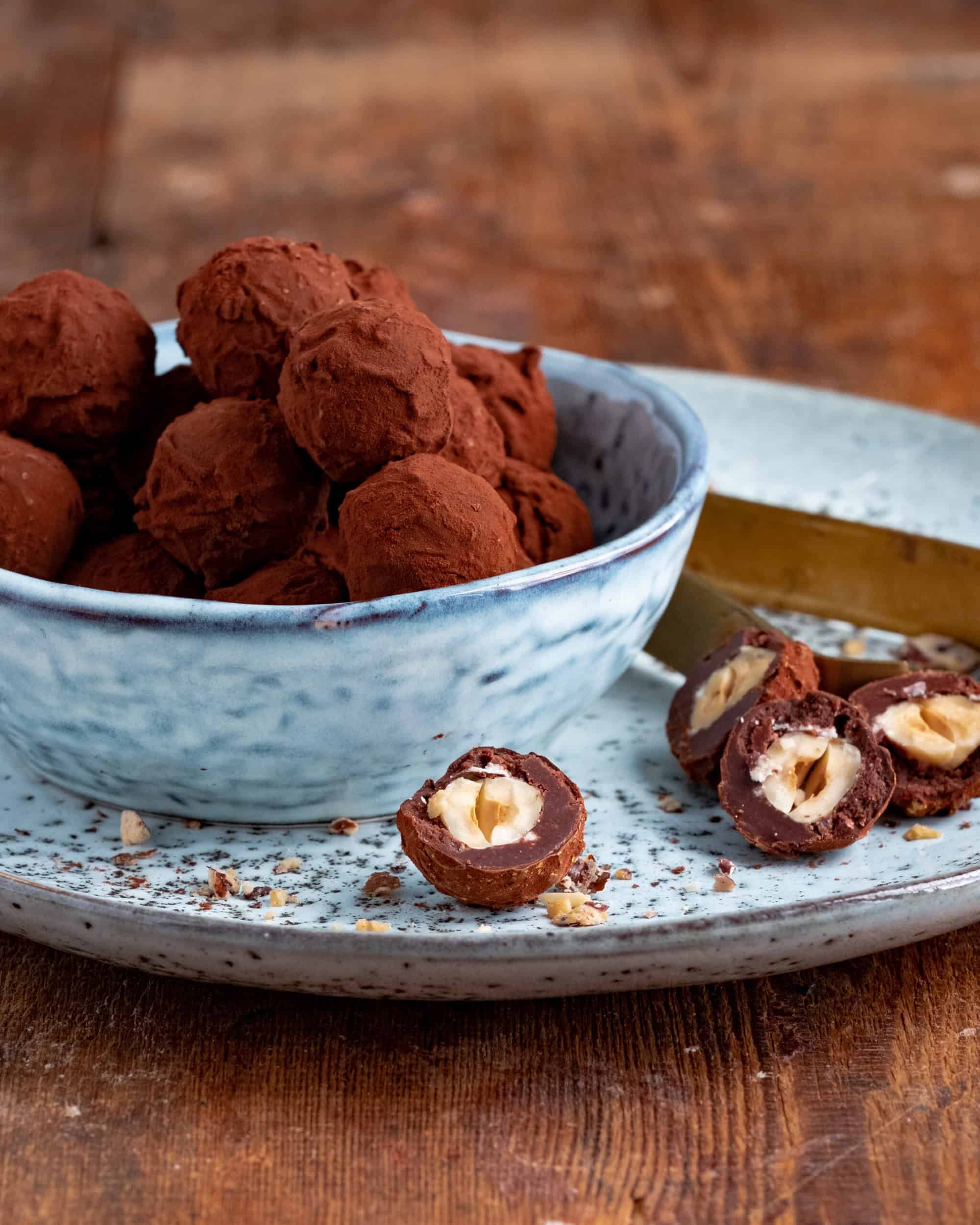 Crunchy Hazelnut Truffles on a plate